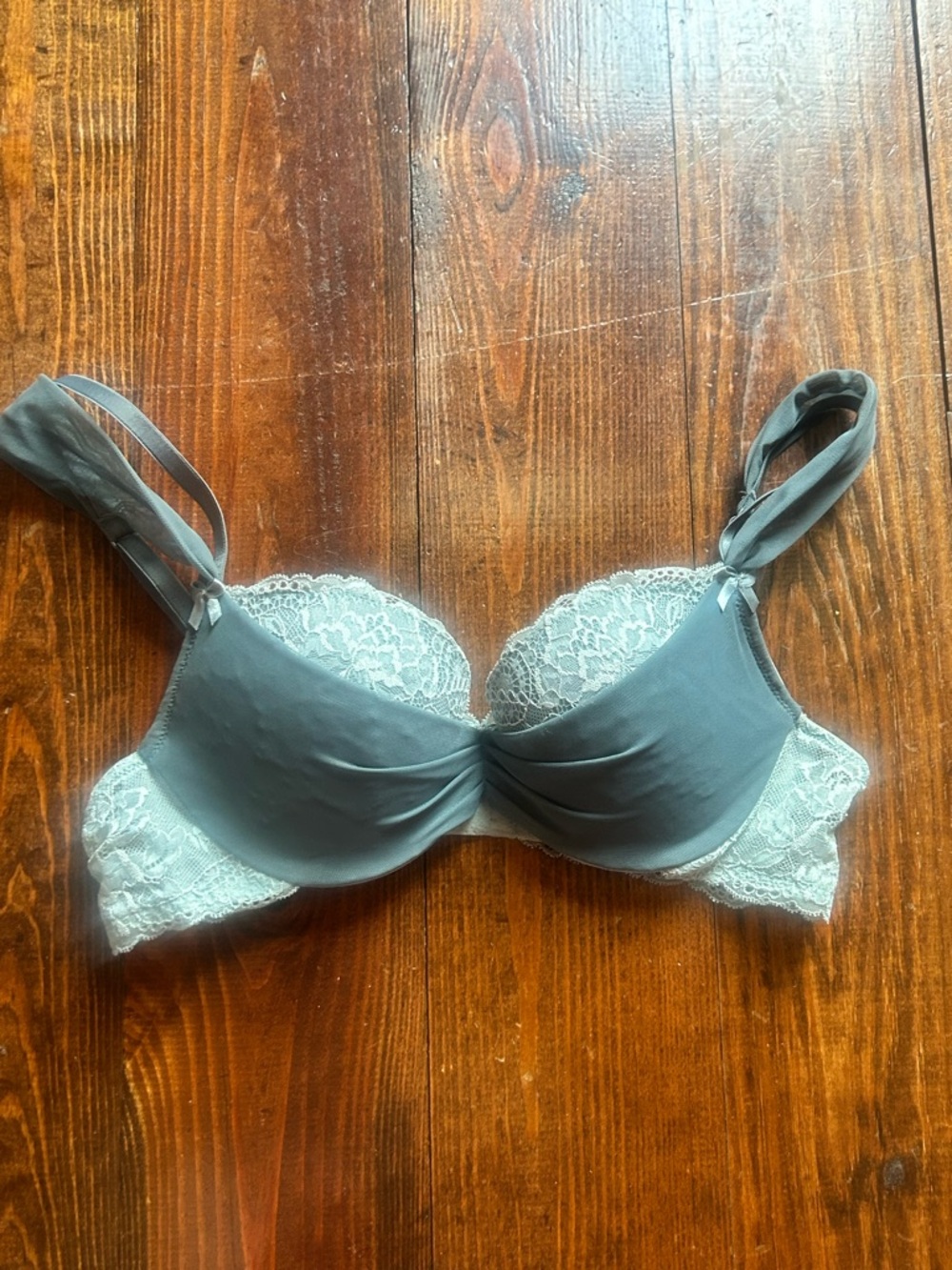Adore Me Slate Blue and White Lace Underwire Bra NWOT